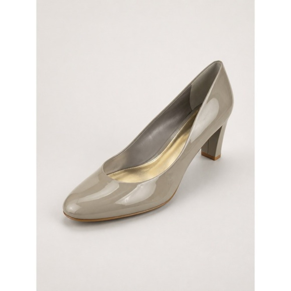 Lauren Ralph Lauren VTG 90s‎ Chunky Heel Pumps Size 10B Gray Hala Patent Leather